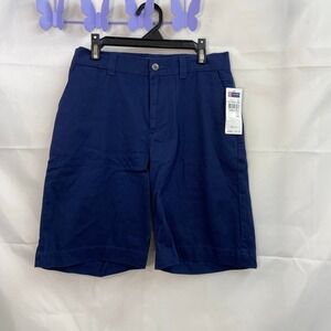 NEW CHAPS youth boy's navy blue uniform khaki cotton flat front shorts formal 10